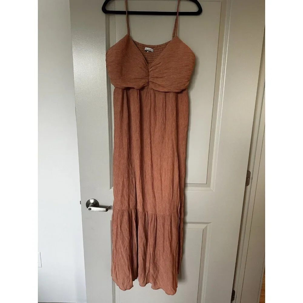Abercrombie Empire Waist Babydoll Maxi Dress Terracotta Size XL